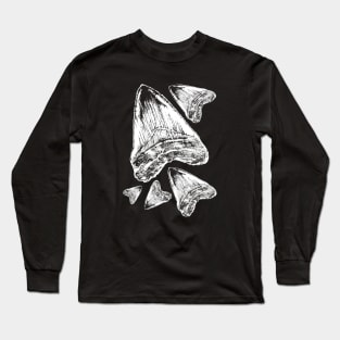 Megalodon shark tooth tshirt - great paleontology gift for shark lovers Long Sleeve T-Shirt